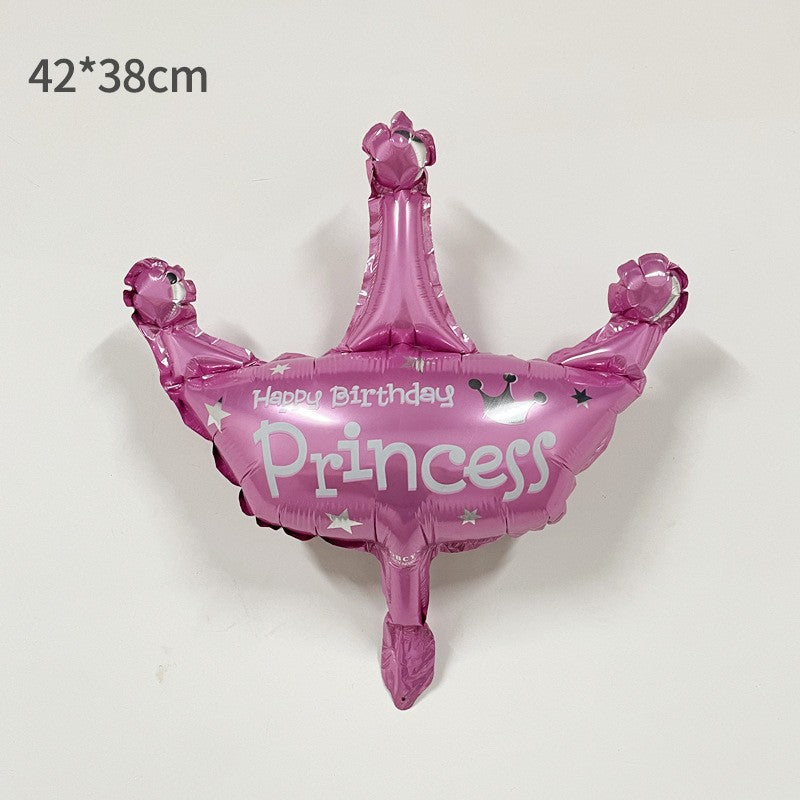 Balon din folie metalizata Mini Figurine, Model Coroană prințesă, 42x38cm, Multicolor-0