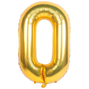 Balon din Folie Flippy, Cifra 0, 81 cm, Pentru Aer sau Heliu, Auriu-0