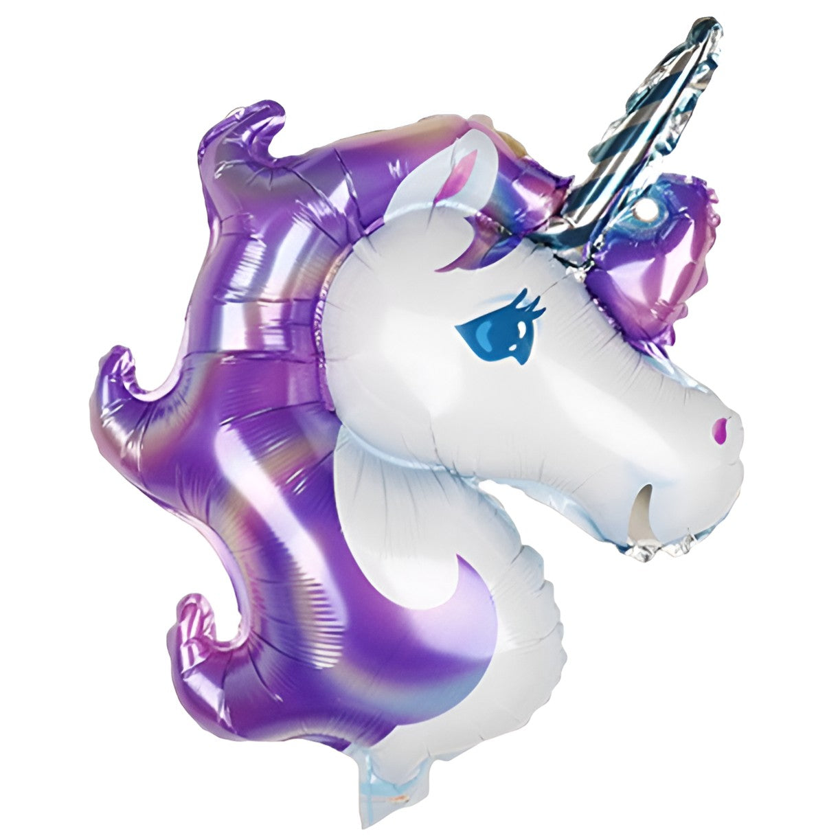 Balon din Folie Metalizata, Flippy, Figurine Animăluțe, Model Unicorn, 115 cm, Ambalaj Individual, Pai Inclus, Mov-0