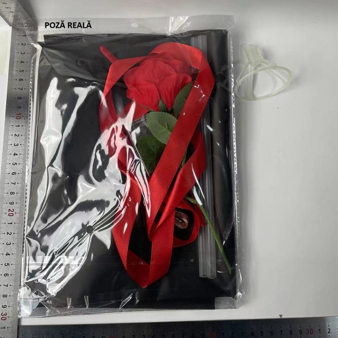 Trandafir in Balon LED cu Lumini, Flippy, Tip Buchet, Diametru 35 cm, Rosu-4