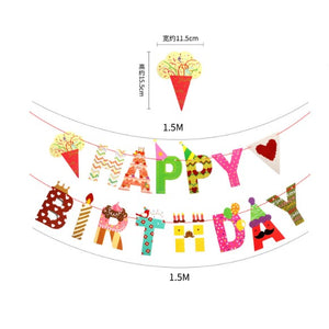 Banner Happy Birthday 100x200 cm, Flippy, Dimensiune Stegulet 11.5x16.5 cm, Rola de Ata Inclusa, Tematica Candy, Multicolor-0