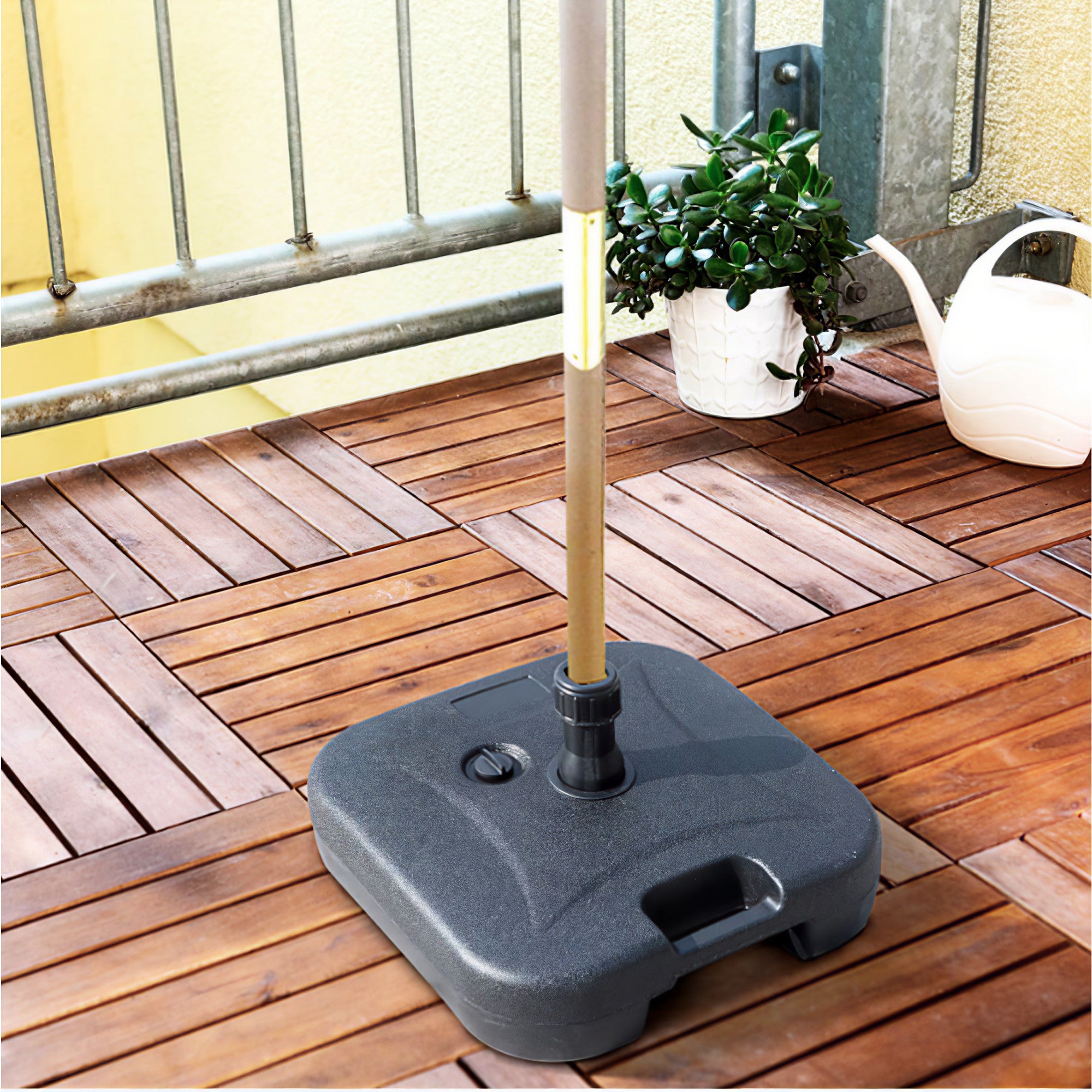 Baza umbrela din plastic, Flippy, patrata, 22 litri, neagra-3
