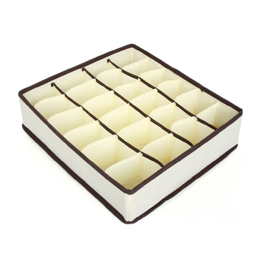 Cutie De Depozitare, Flippy, Pentru Lenjerie, Sosete Si Sutiene, Material Textil, 24 Compartimente, 32 x 32 x 10 cm, Culoare Bej-0