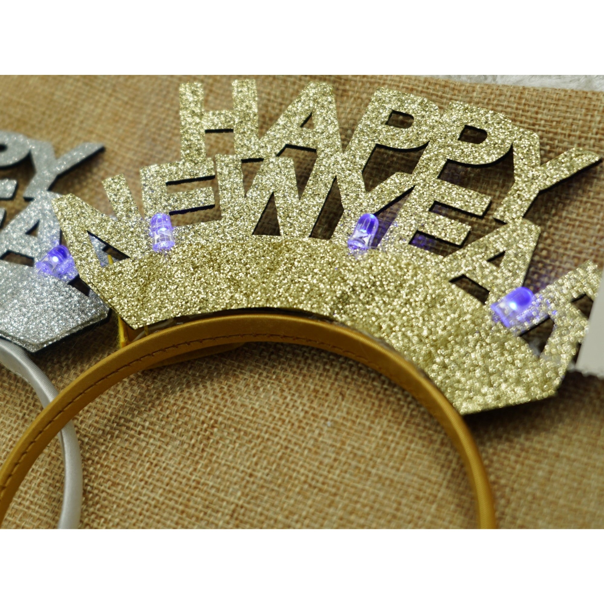 Bentita/cerc Happy Newyear, culoare auriu, marime standard, Flippy-3