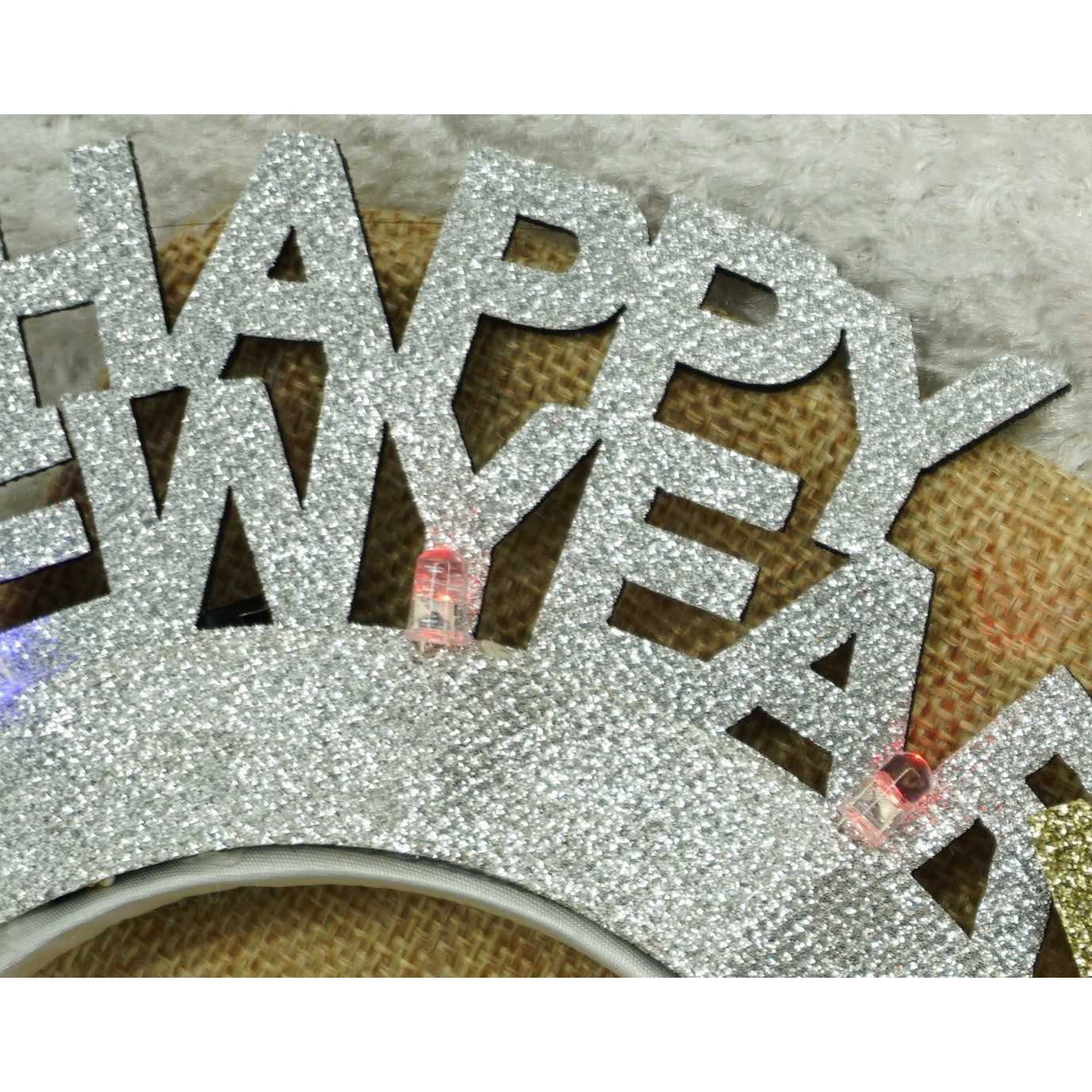 Bentita/cerc Happy Newyear, culoare gri metalic, marime standard, Flippy-4