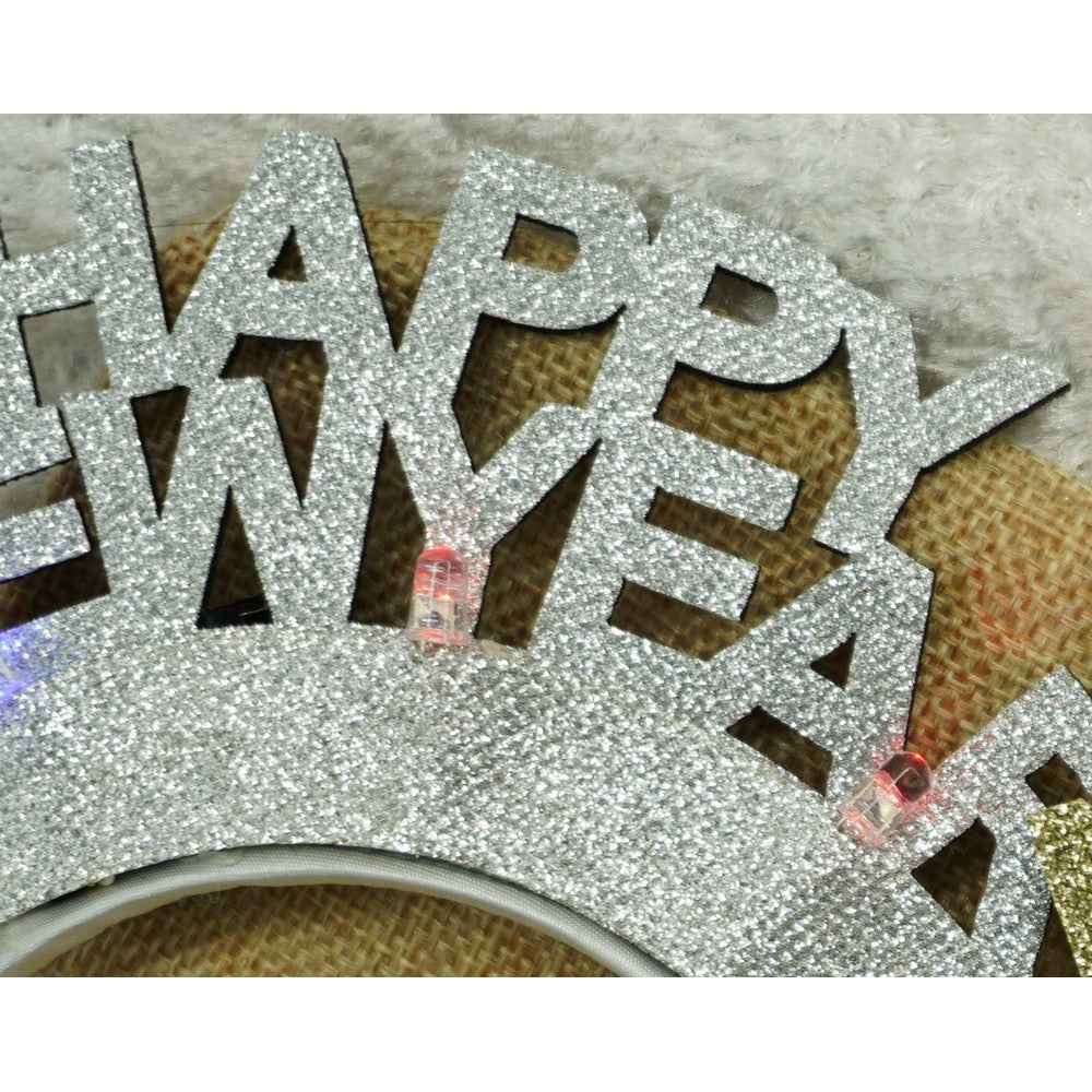 Bentita/cerc Happy Newyear, culoare gri metalic, marime standard, Flippy-9