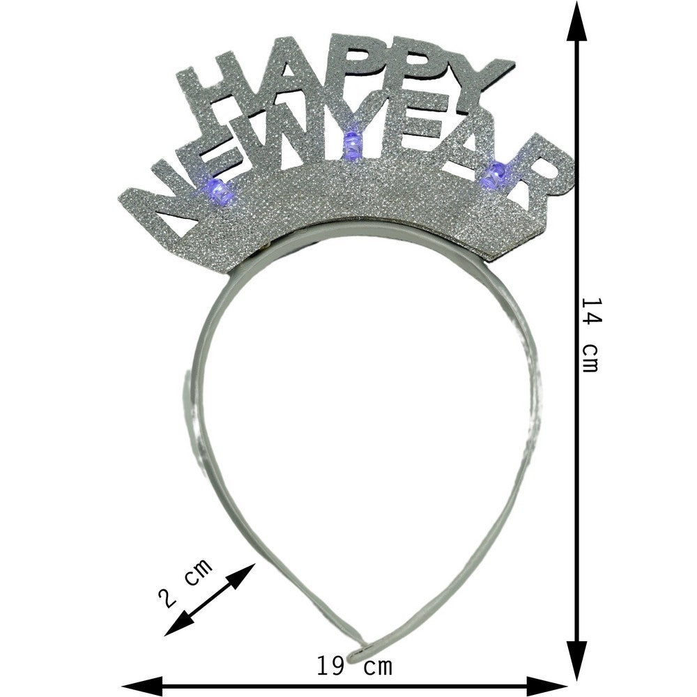 Bentita/cerc Happy Newyear, culoare gri metalic, marime standard, Flippy-10