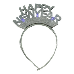 Bentita/cerc Happy Newyear, culoare gri metalic, marime standard, Flippy-0