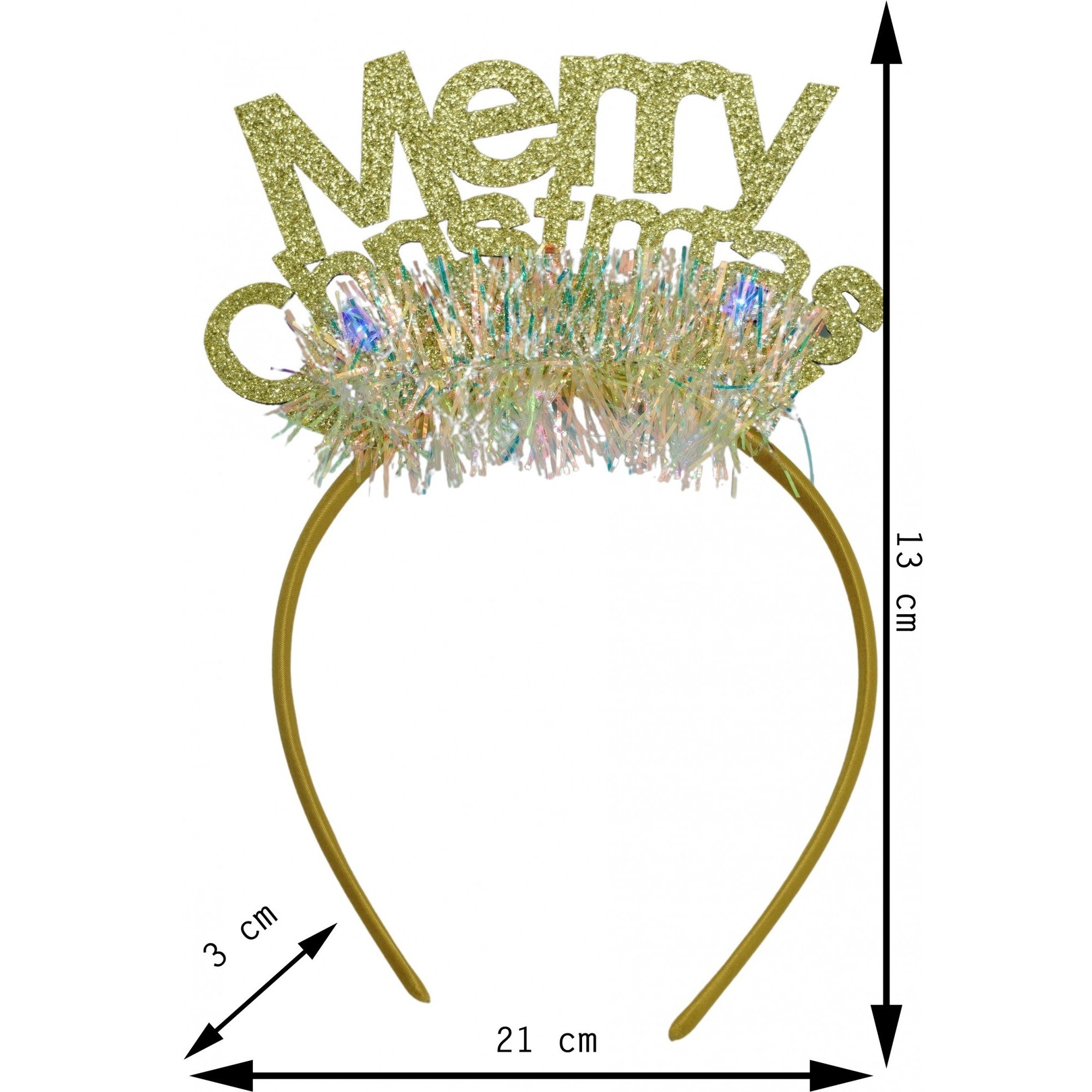 Bentita/cerc Mery Cristmas, culoare auriu cu beteala, marime standard, Flippy-4