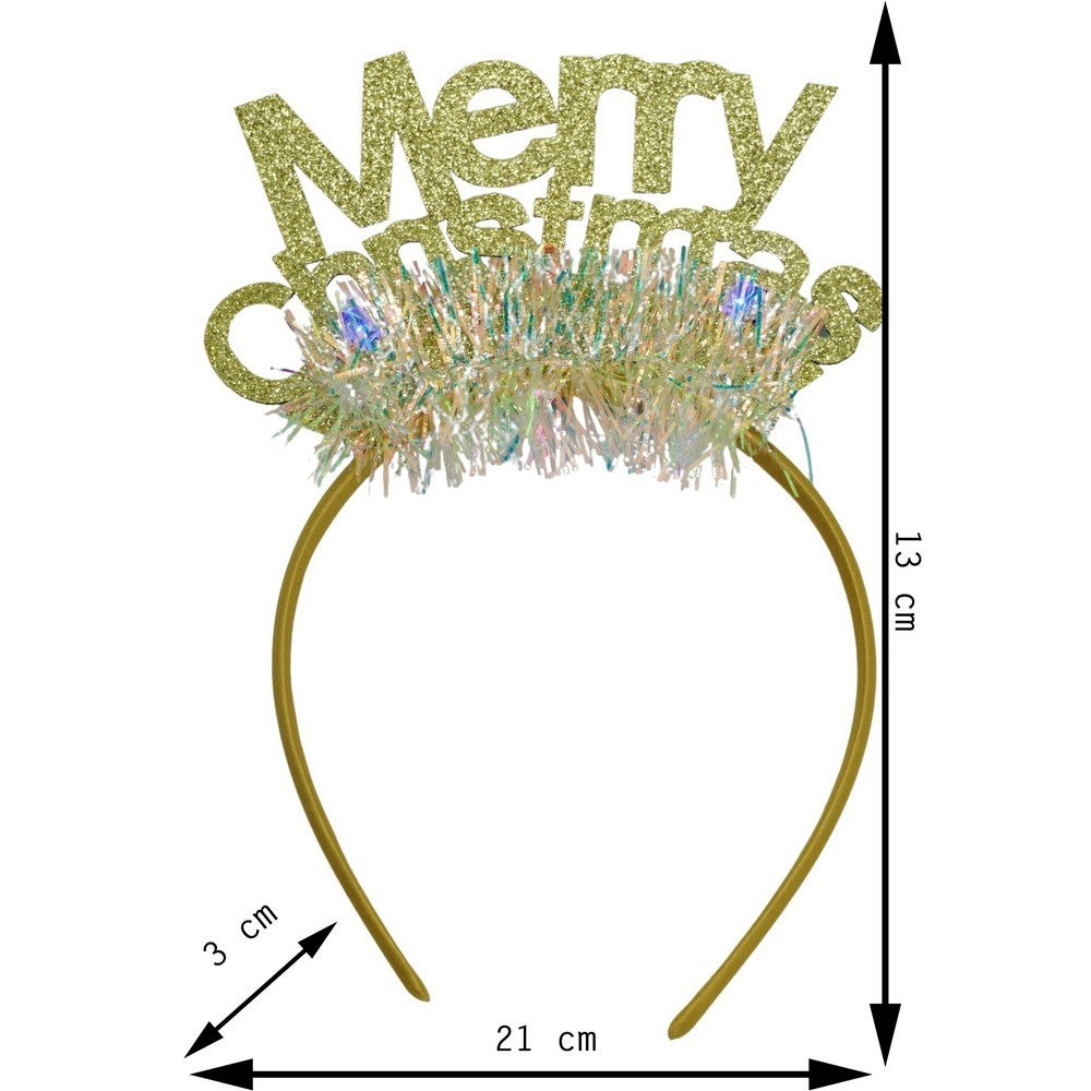 Bentita/cerc Mery Cristmas, culoare auriu cu beteala, marime standard, Flippy-8