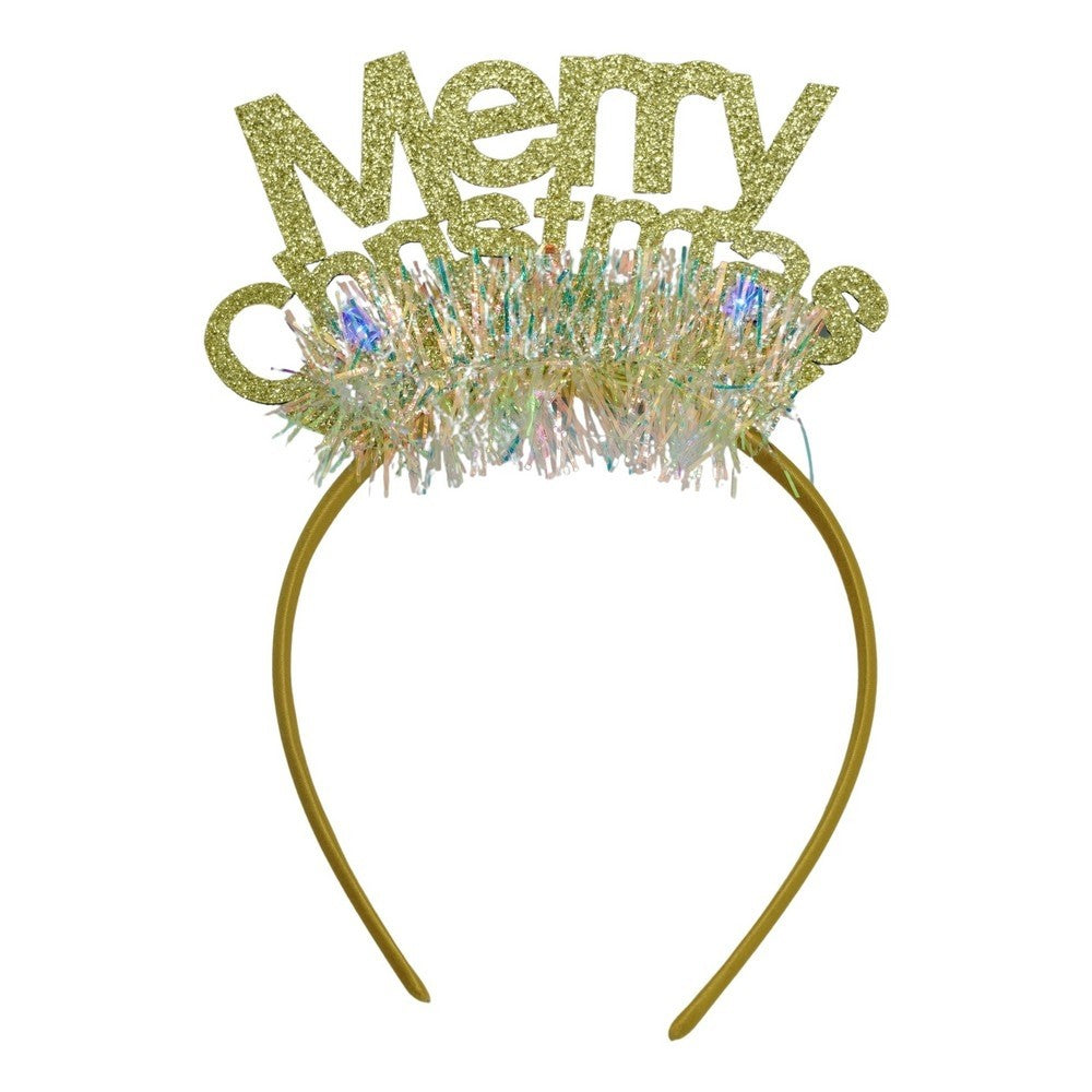 Bentita/cerc Mery Cristmas, culoare auriu cu beteala, marime standard, Flippy-0