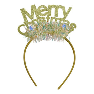 Bentita/cerc Mery Cristmas, culoare auriu cu beteala, marime standard, Flippy-0