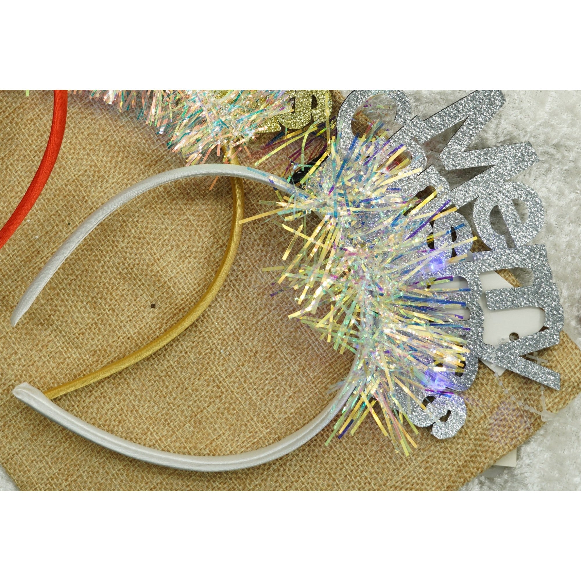 Bentita/cerc Mery Cristmas, culoare gri metalic cu beteala, marime standard, Flippy-2