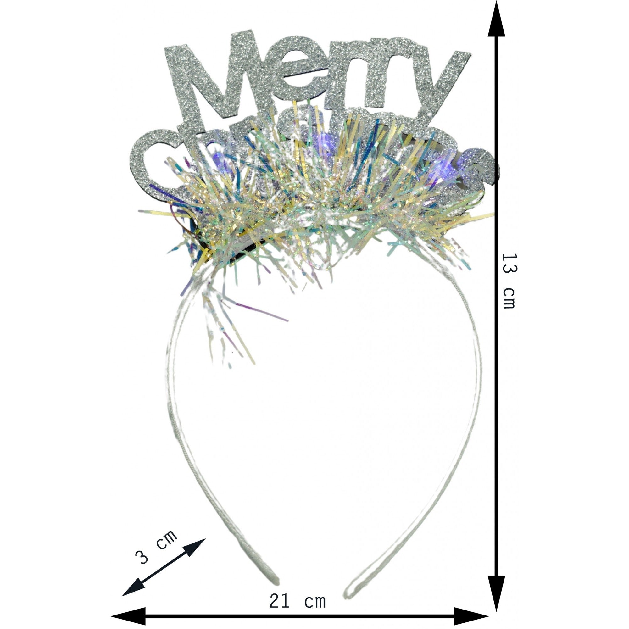 Bentita/cerc Mery Cristmas, culoare gri metalic cu beteala, marime standard, Flippy-5