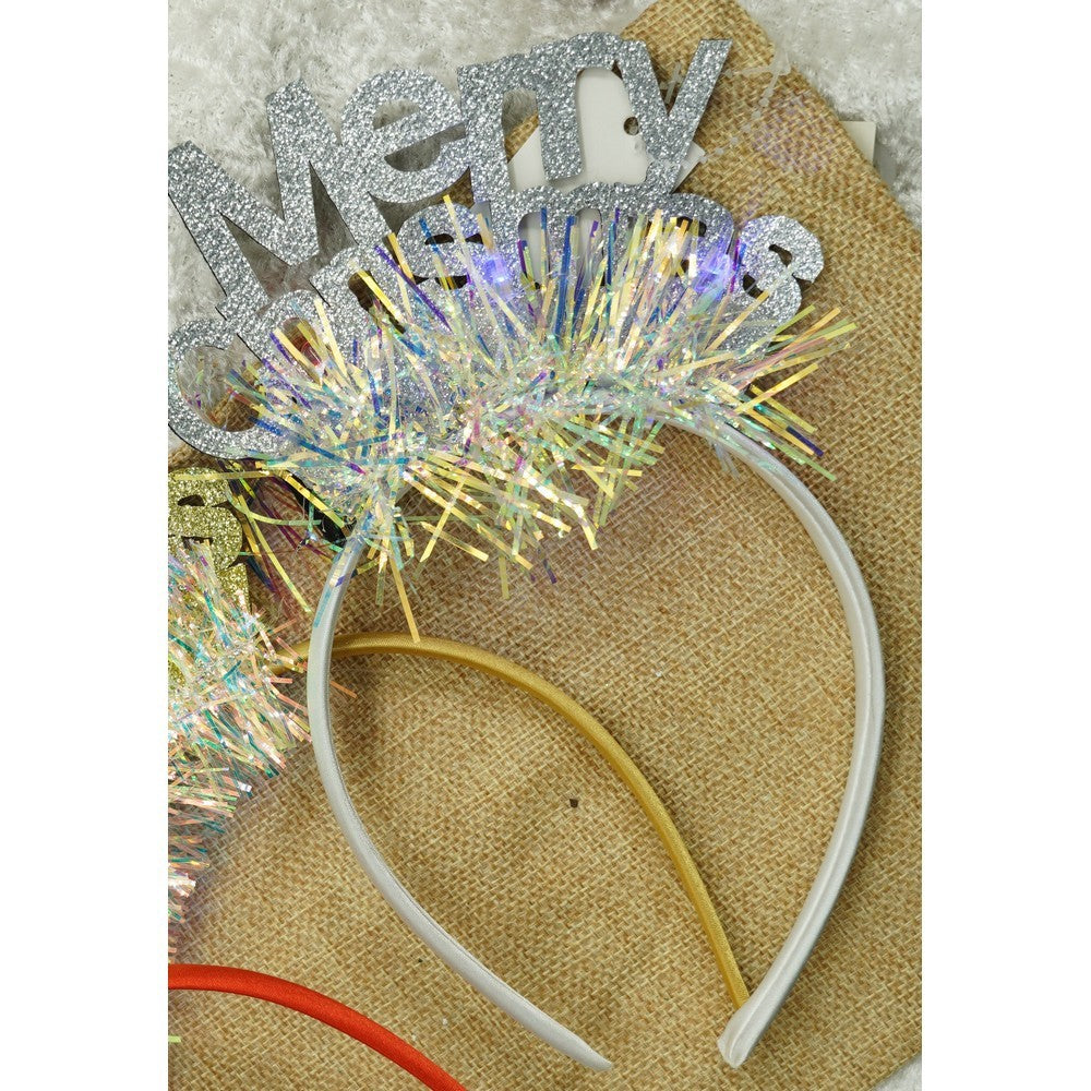 Bentita/cerc Mery Cristmas, culoare gri metalic cu beteala, marime standard, Flippy-7