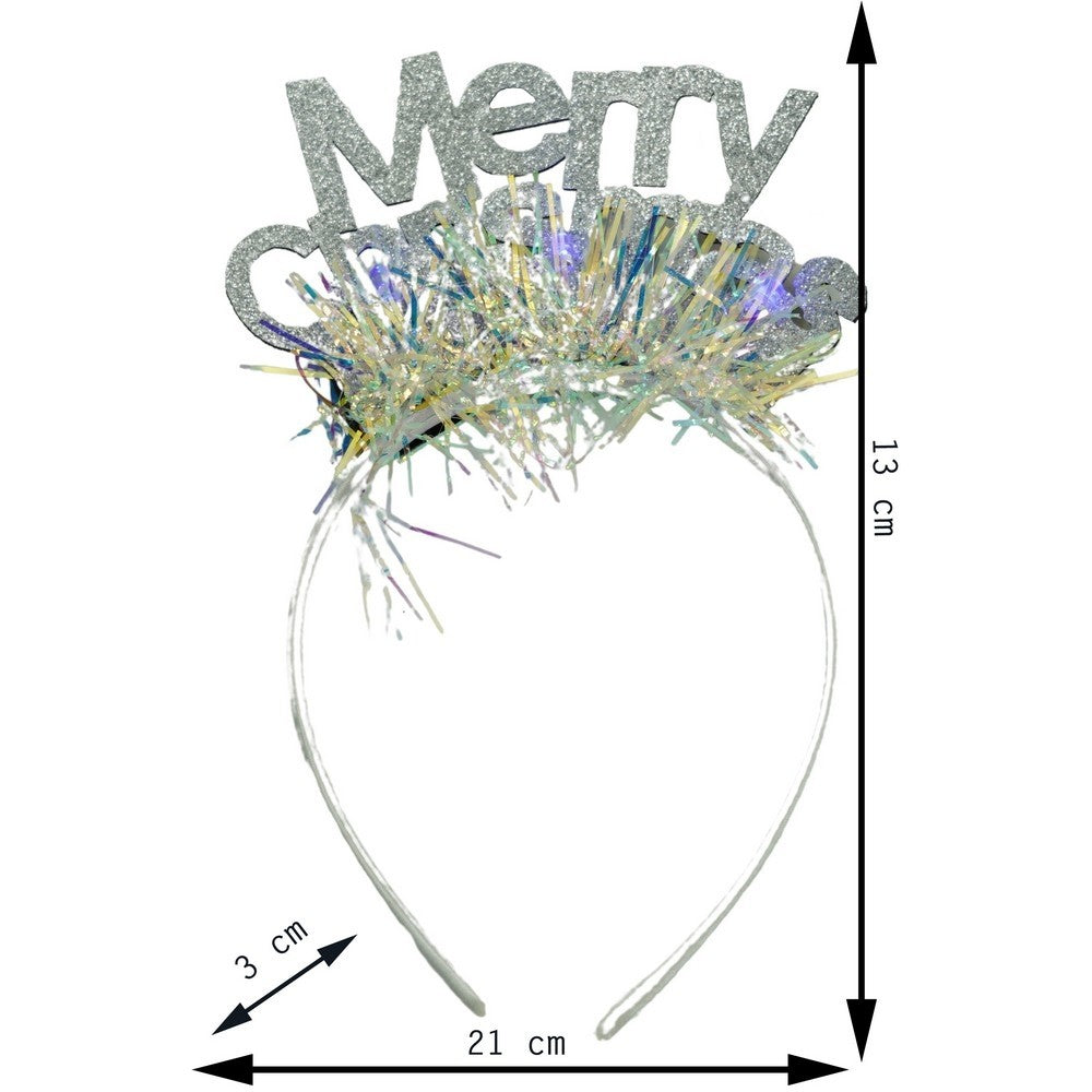 Bentita/cerc Mery Cristmas, culoare gri metalic cu beteala, marime standard, Flippy-10