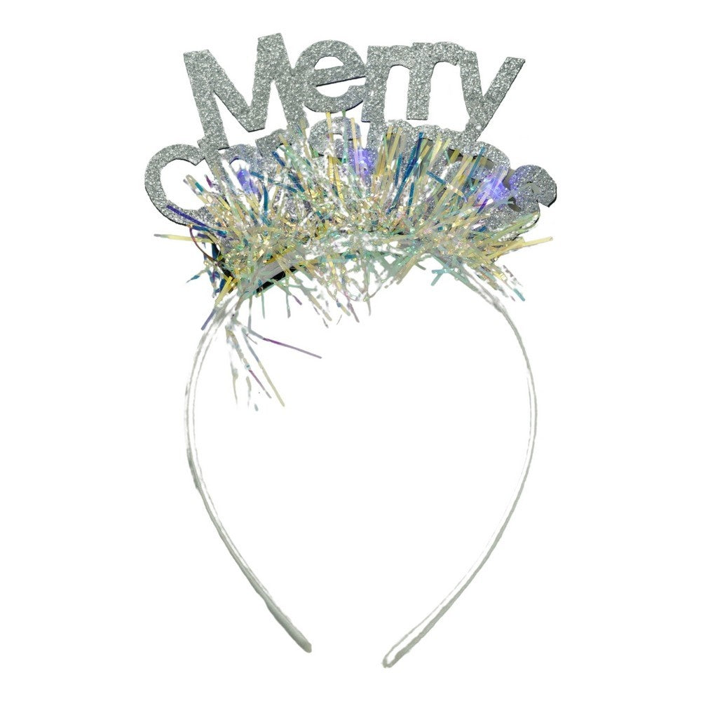 Bentita/cerc Mery Cristmas, culoare gri metalic cu beteala, marime standard, Flippy-0