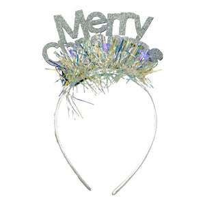 Bentita/cerc Mery Cristmas, culoare gri metalic cu beteala, marime standard, Flippy-0