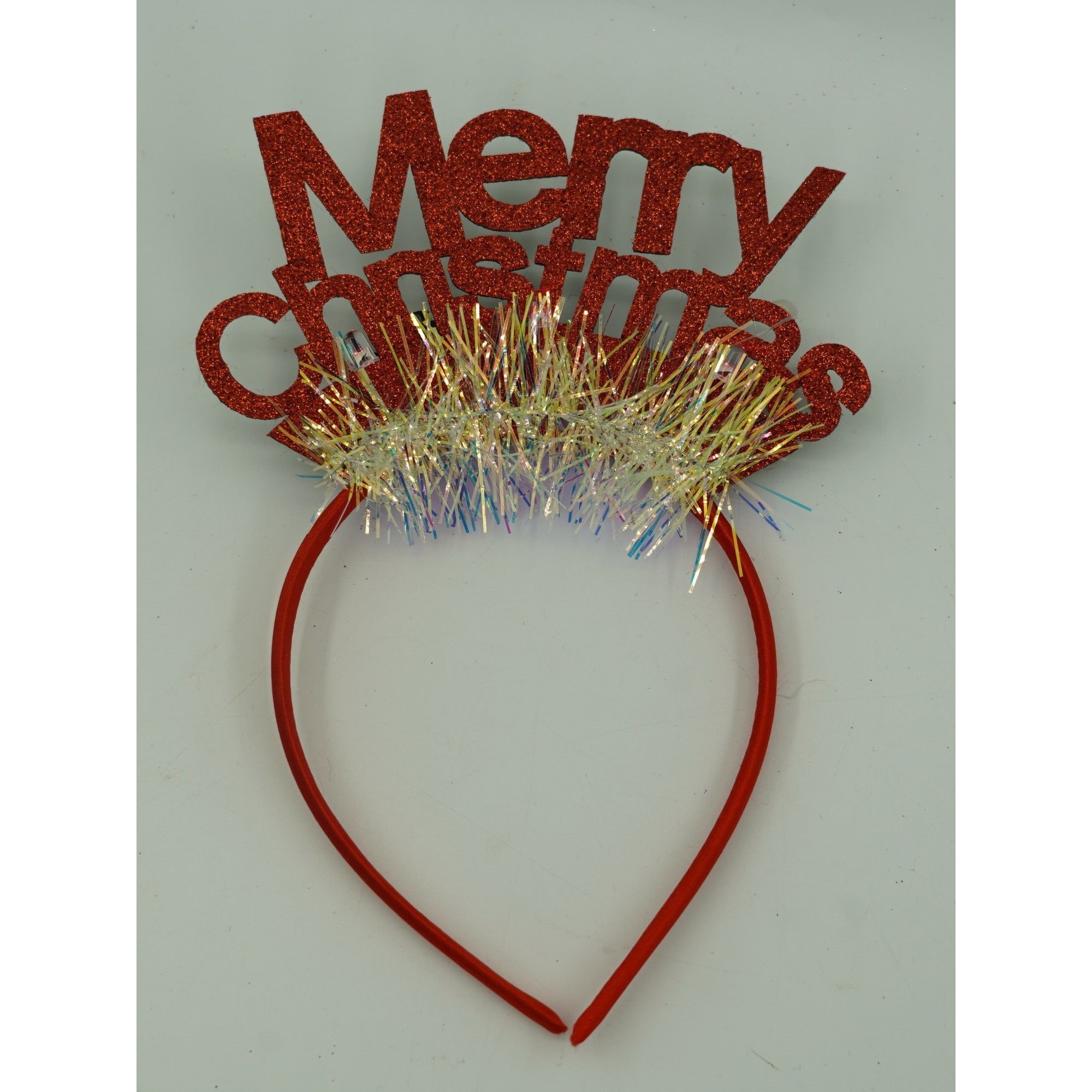 Bentita/cerc Mery Cristmas, culoare rosu cu sclipici, marime standard, Flippy-1