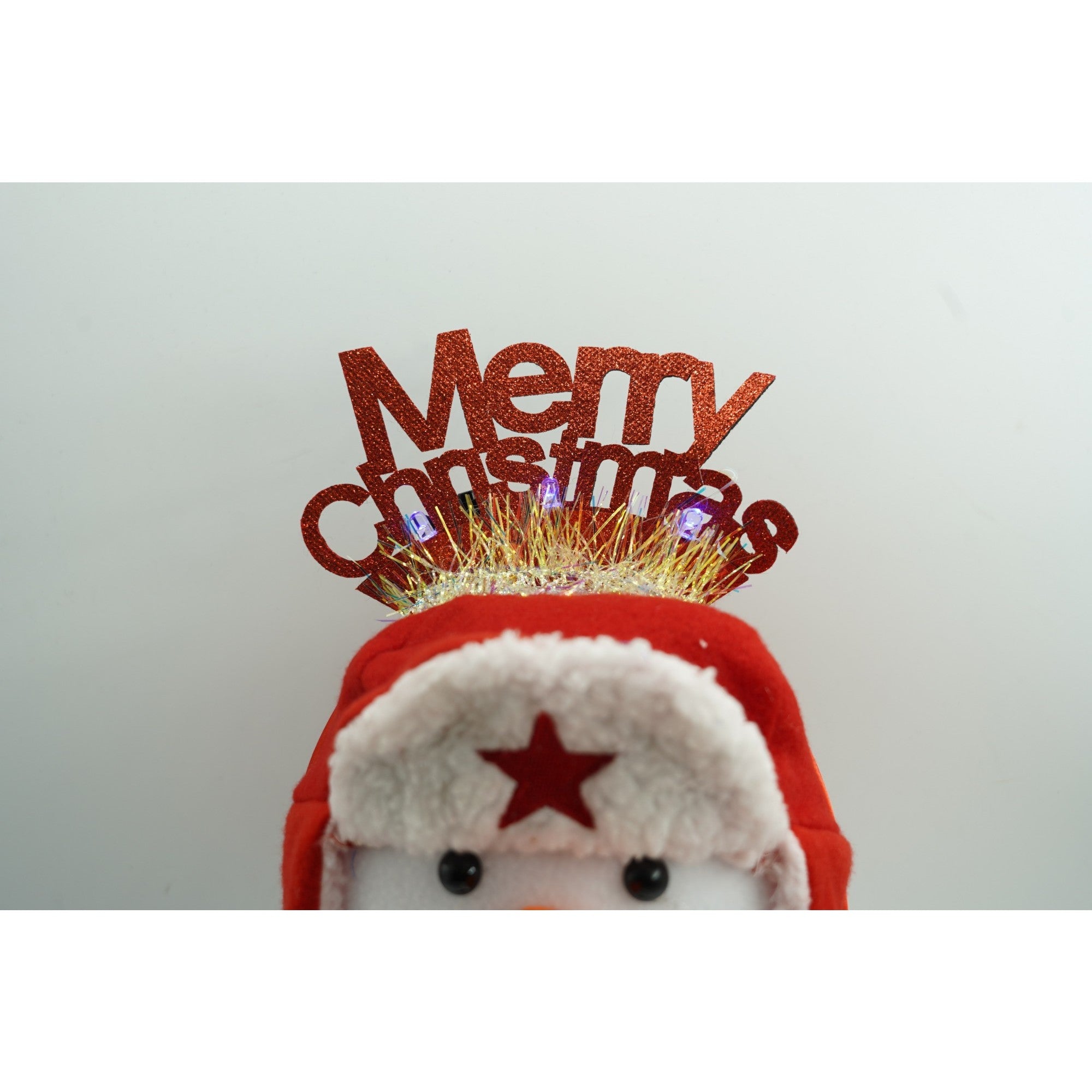 Bentita/cerc Mery Cristmas, culoare rosu cu sclipici, marime standard, Flippy-2