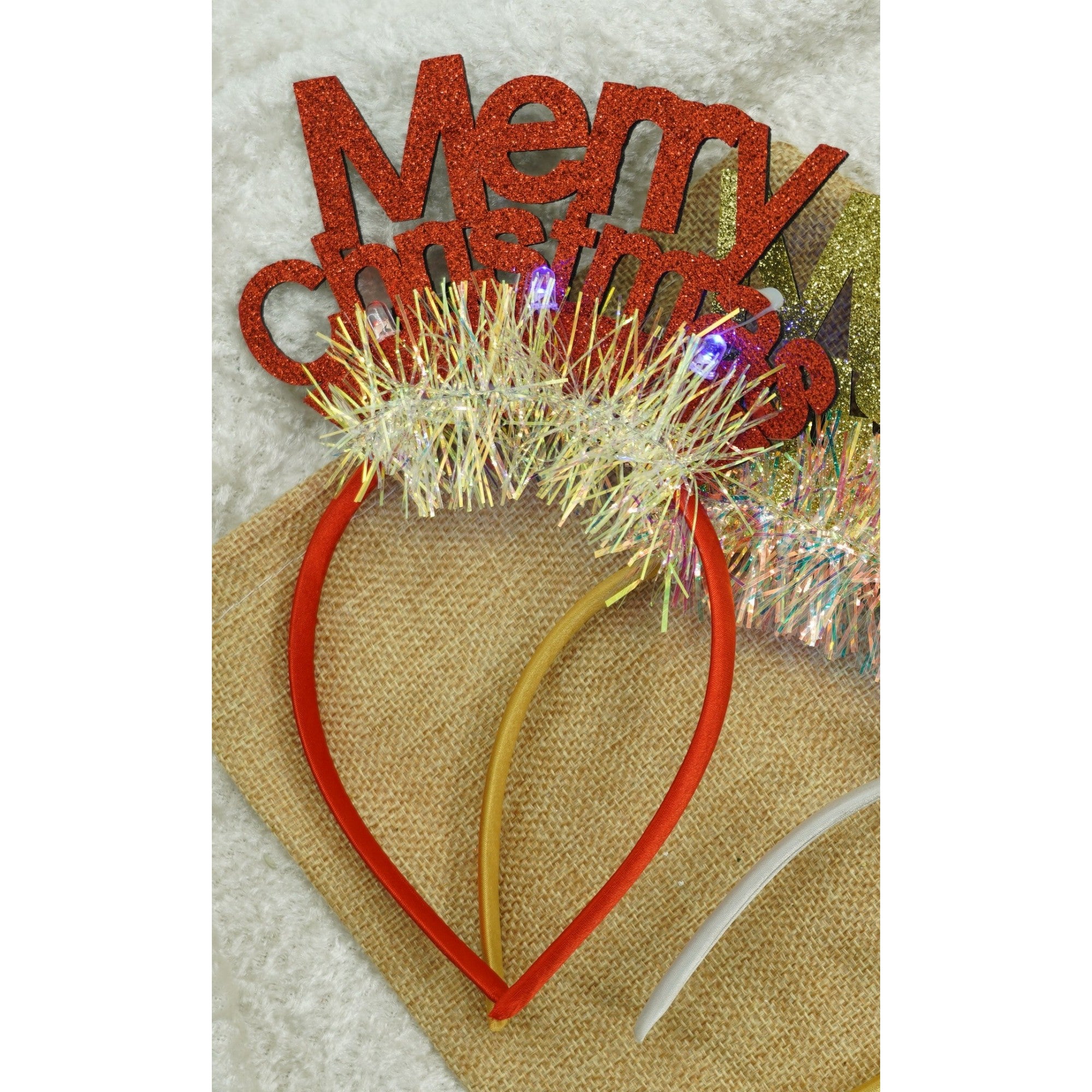 Bentita/cerc Mery Cristmas, culoare rosu cu sclipici, marime standard, Flippy-4