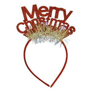 Bentita/cerc Mery Cristmas, culoare rosu cu sclipici, marime standard, Flippy-0