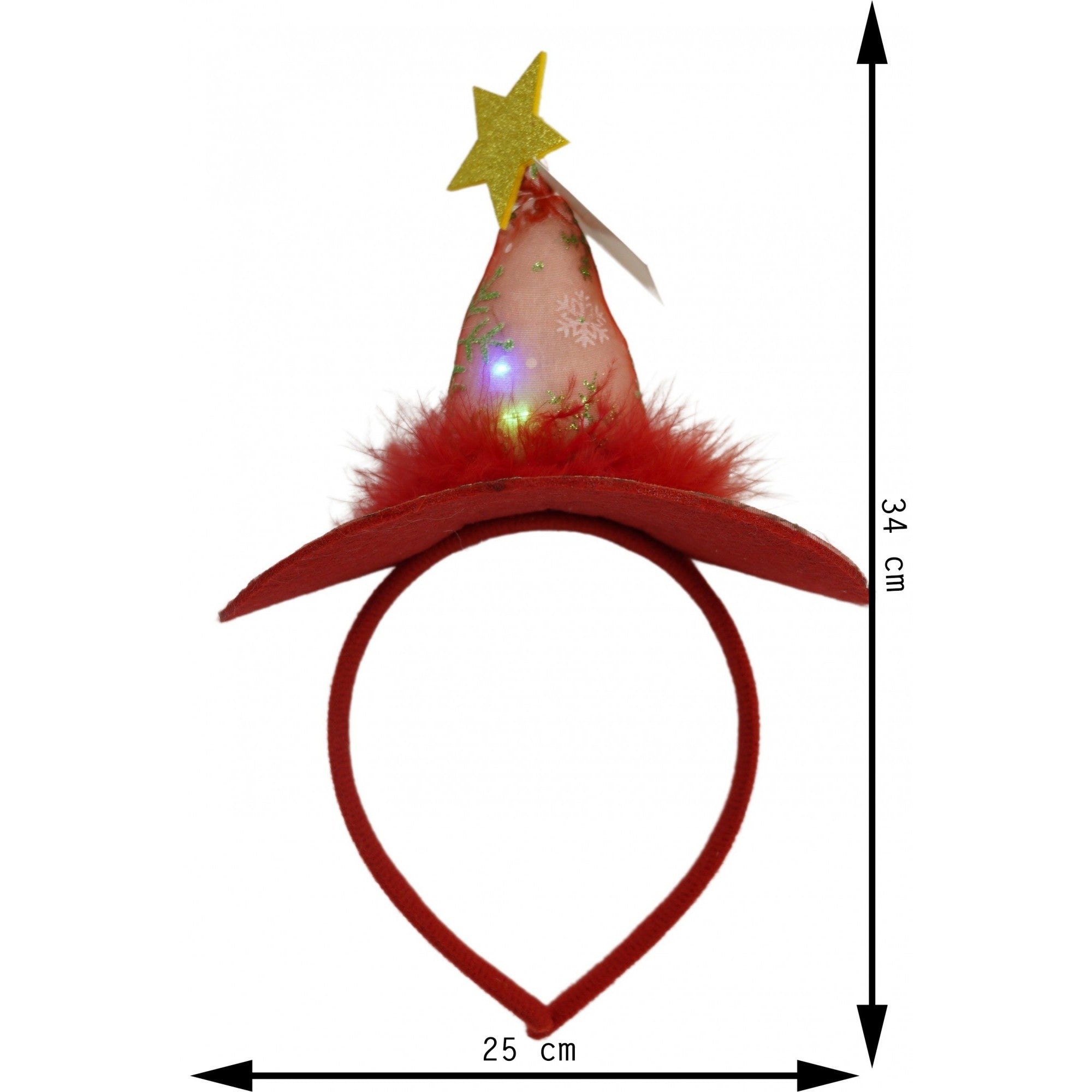 Bentita/cerc tip palarie de Craciun, culoare rosie cu led, marime standard, Flippy-4