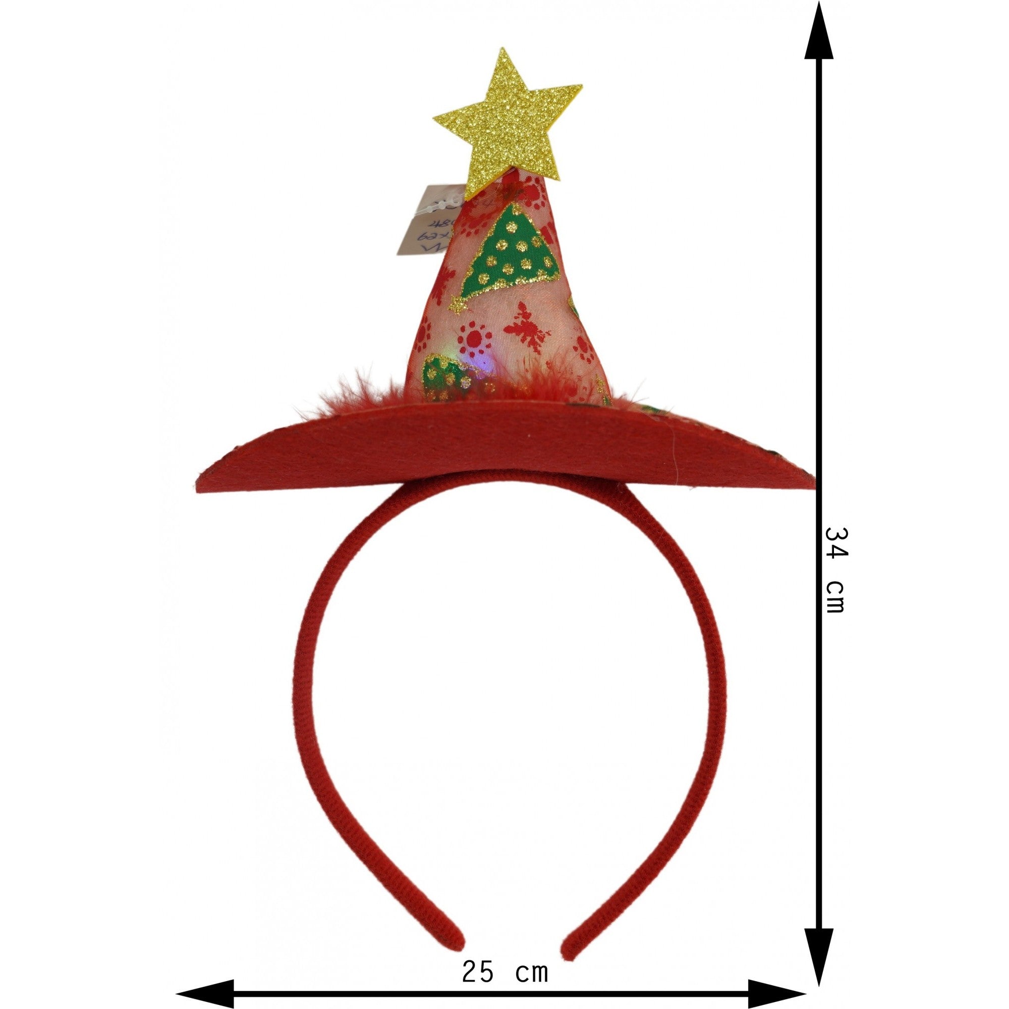 Bentita/cerc tip palarie de Craciun, culoare rosie cu led, marime standard, Flippy-5