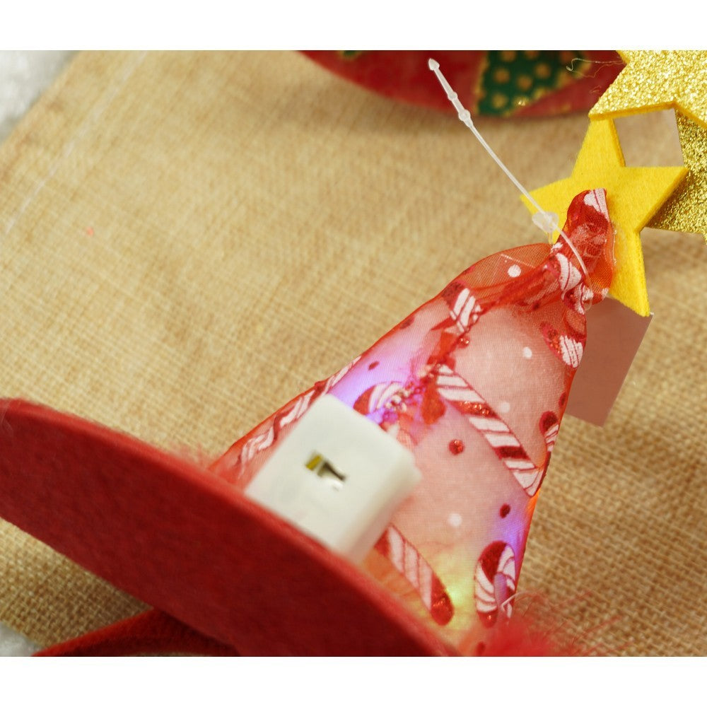 Bentita/cerc tip palarie de Craciun, culoare rosie cu led, marime standard, Flippy-8