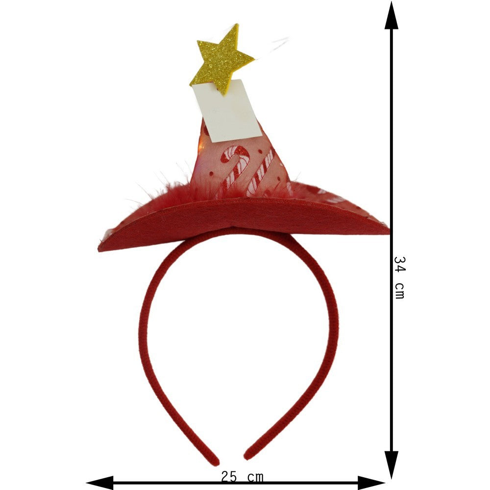 Bentita/cerc tip palarie de Craciun, culoare rosie cu led, marime standard, Flippy-10