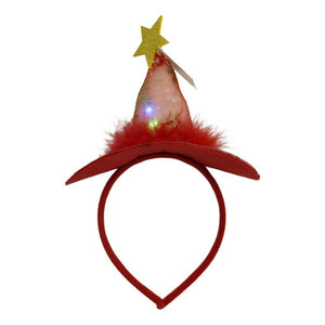 Bentita/cerc tip palarie de Craciun, culoare rosie cu led, marime standard, Flippy-0