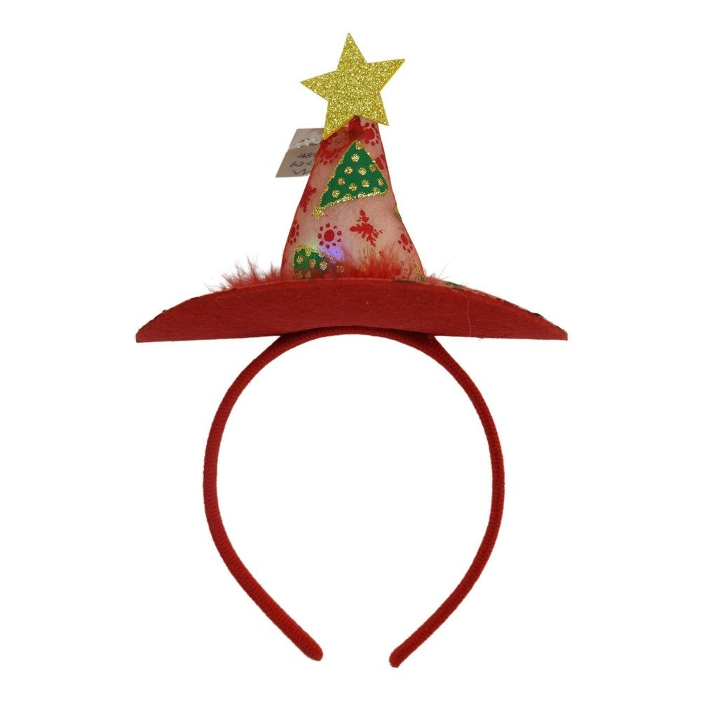 Bentita/cerc tip palarie de Craciun, culoare rosie cu led, marime standard, Flippy-0