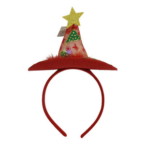 Bentita/cerc tip palarie de Craciun, culoare rosie cu led, marime standard, Flippy-0