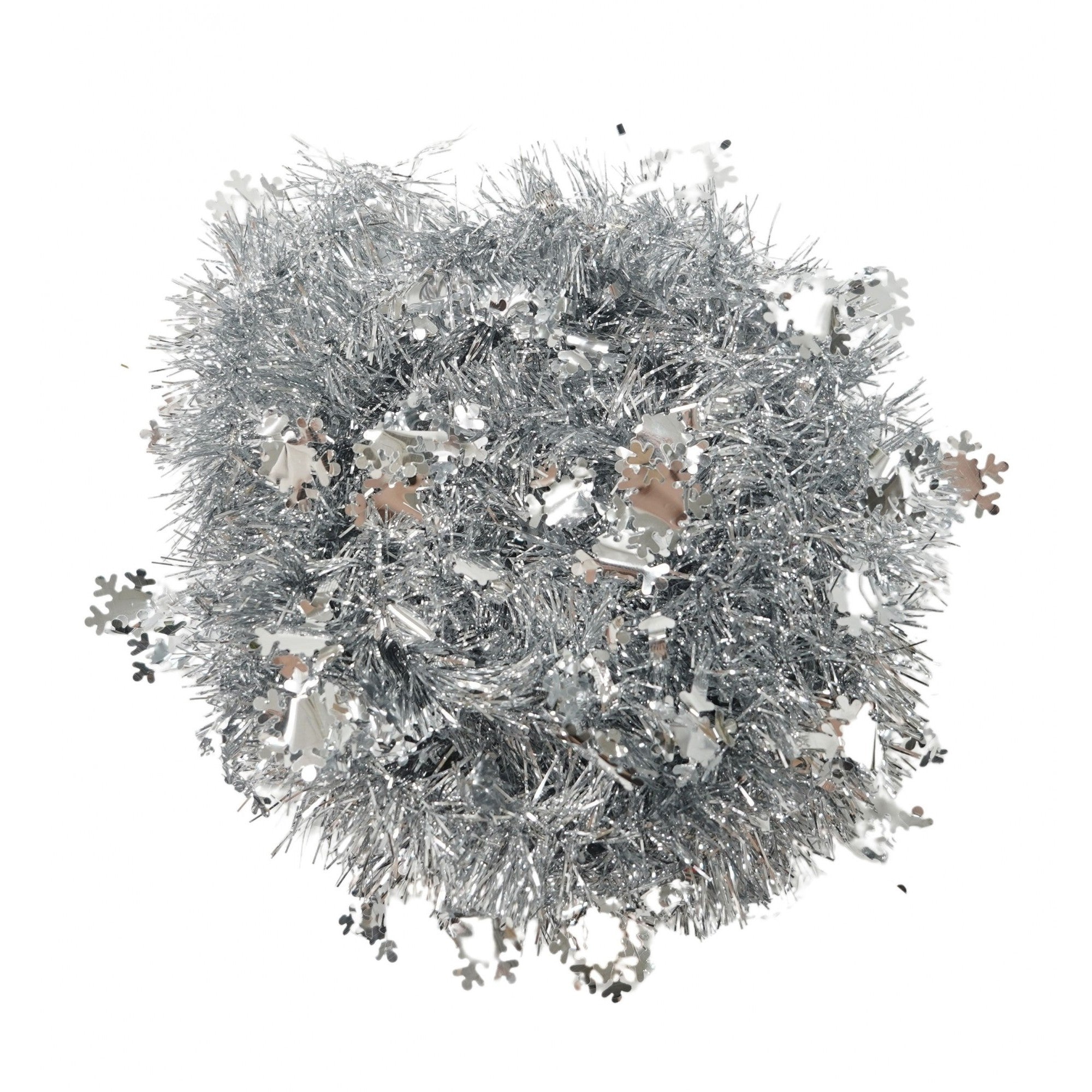 Beteala Craciun cu LED, Argintie, model cu fulgi de nea, 2 m x 5 cm, PVC, Sir, Artificiala, Flippy-0