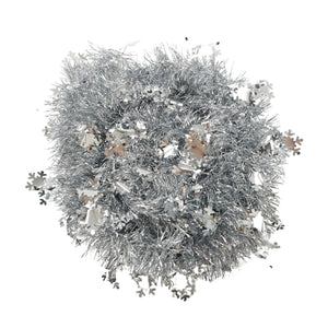 Beteala Craciun cu LED, Argintie, model cu fulgi de nea, 2 m x 5 cm, PVC, Sir, Artificiala, Flippy-0