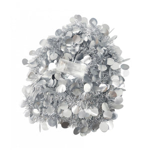 Beteala Craciun cu LED, Argintie, model cu paiete rotunde, 2 m x 5 cm, PVC, Sir, Artificiala, Flippy-0