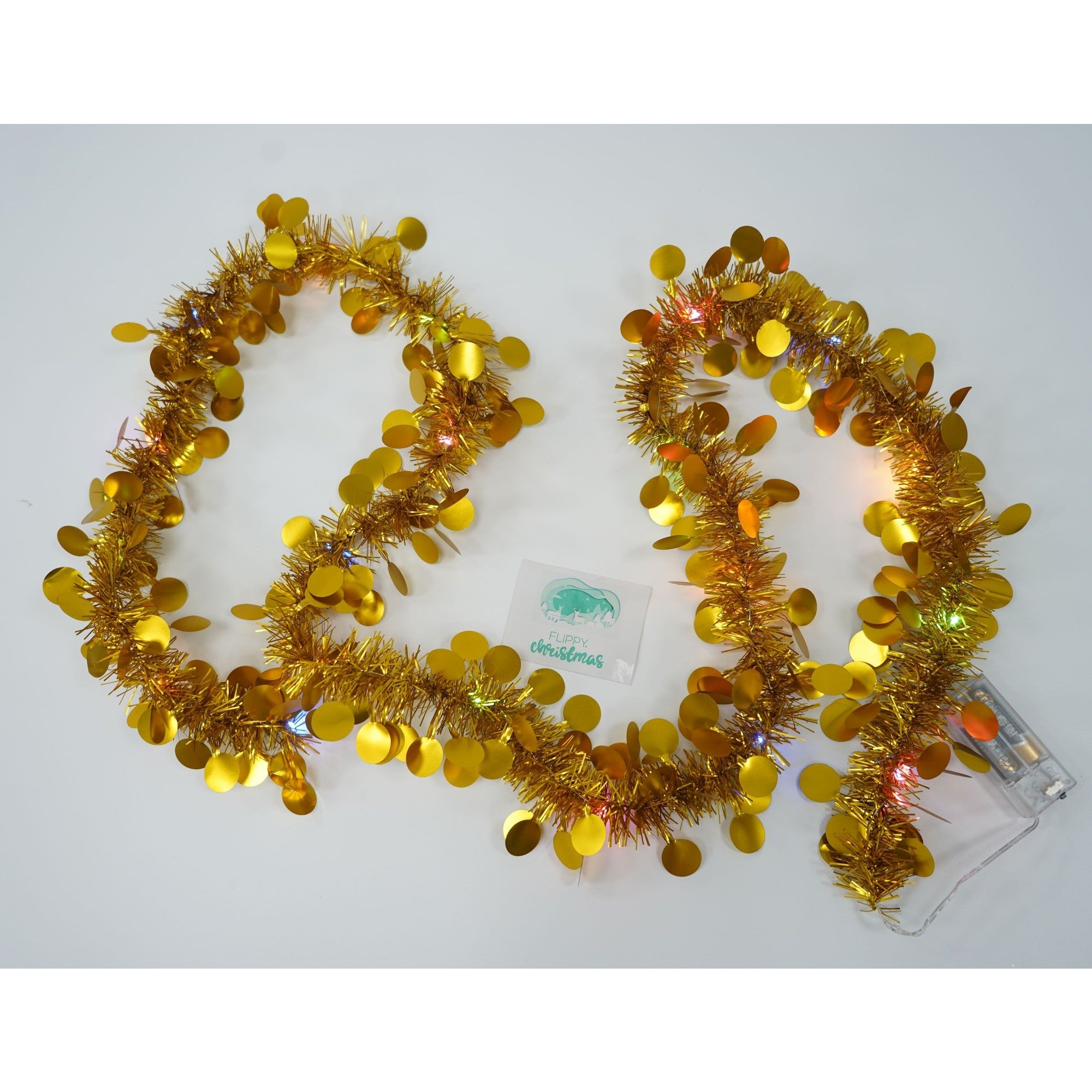 Beteala Craciun cu LED, Aurie, model cu paiete rotunde, 2 m x 5 cm, PVC, Sir, Artificiala, Flippy-4