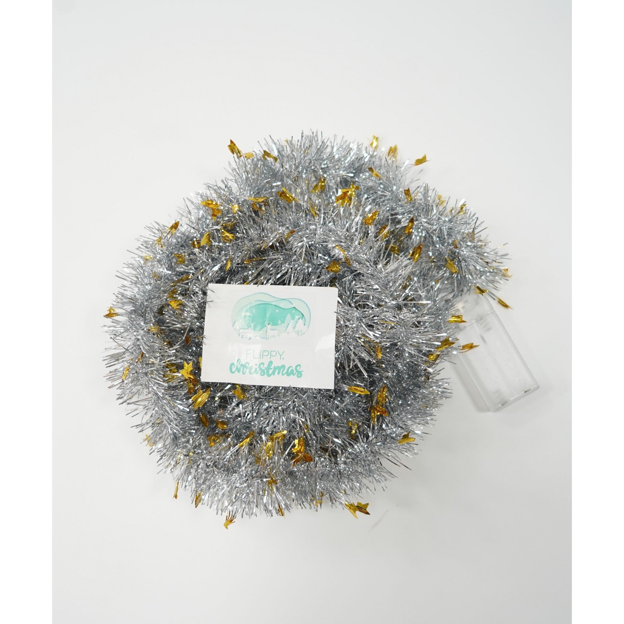 Beteala Craciun cu LED, Aurie, model cu stelute, 2 m x 5 cm, PVC, Sir, Artificiala, Flippy-2