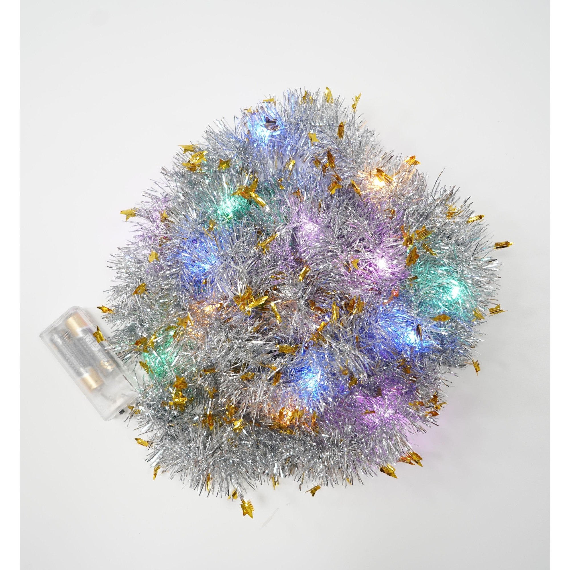 Beteala Craciun cu LED, Aurie, model cu stelute, 2 m x 5 cm, PVC, Sir, Artificiala, Flippy-3