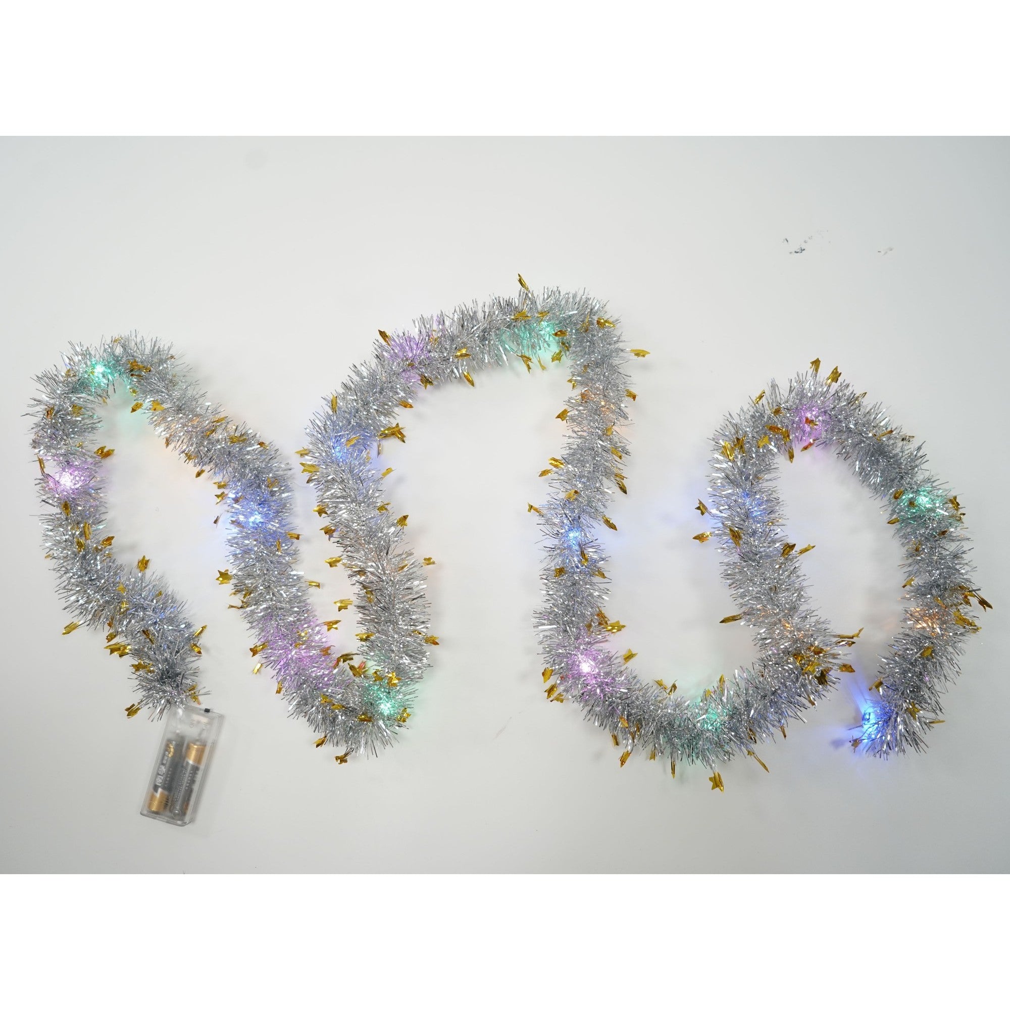 Beteala Craciun cu LED, Aurie, model cu stelute, 2 m x 5 cm, PVC, Sir, Artificiala, Flippy-4