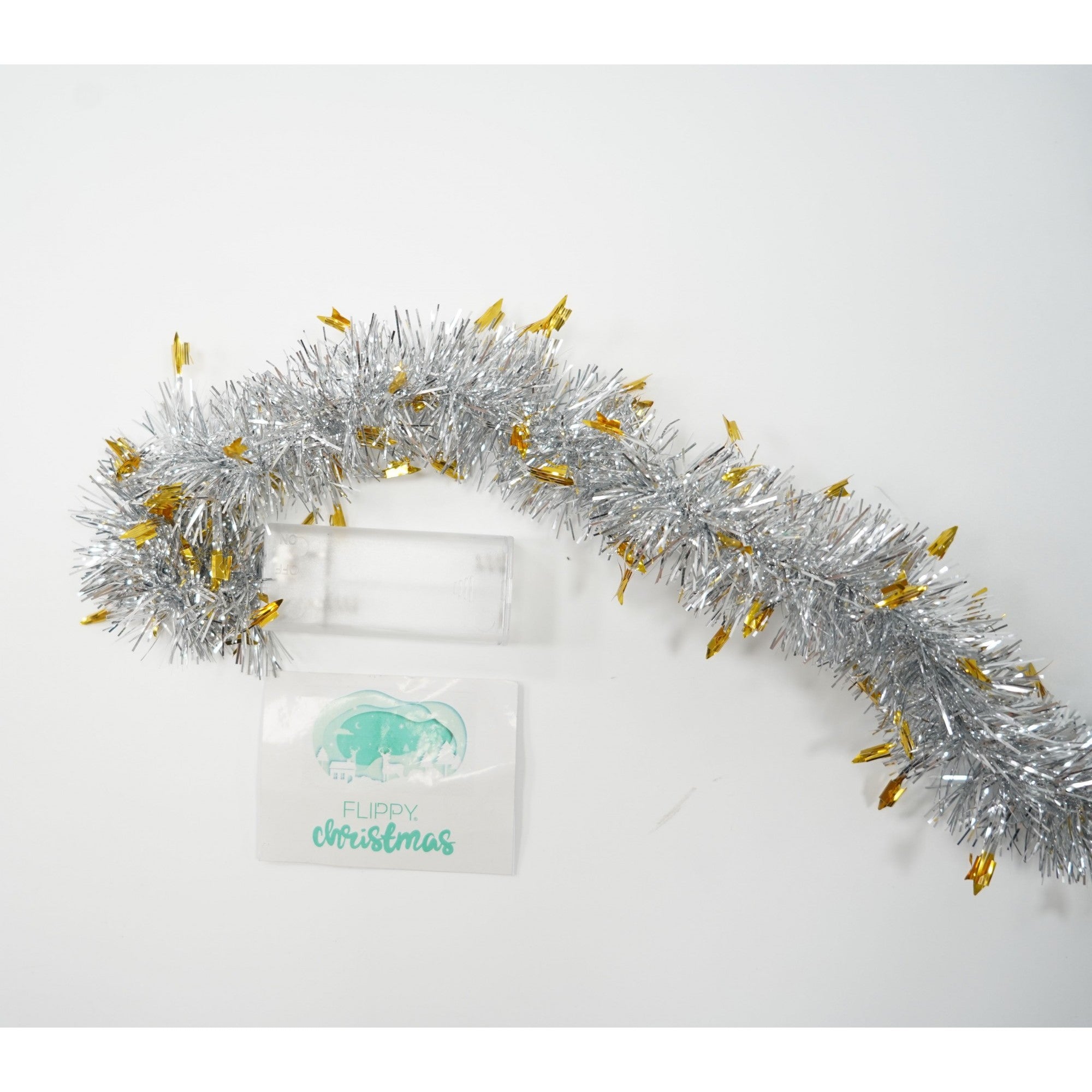 Beteala Craciun cu LED, Aurie, model cu stelute, 2 m x 5 cm, PVC, Sir, Artificiala, Flippy-5