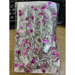 Beteala Craciun cu LED, Mov, model cu stelute, 2 m x 5 cm, PVC, Sir, Artificiala, Flippy-0