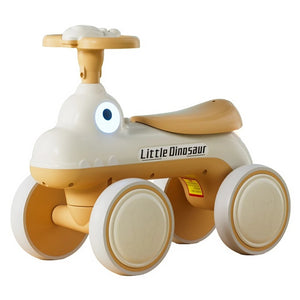 Bicicleta Pentru Copii, Flippy, Fara Pedale, Cu Patru Roti, Din Plastic Rezistent, Fara BPA, Cu Muzica Si Lumini, Model Dinozaur, 50x27x40 Cm, Galben-Mustar-0