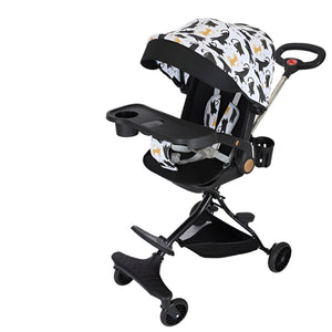 Carucior Sport Flippy 3in1, 6-36 Luni, Reversibil, Pliabil, Tavita pentru Masa, Pozitie de Somn, Centura de Siguranta, Roti 360, Suport Pahar, Copertina pentru Soare, 32x63x95cm, Negru Model Pisicute-0