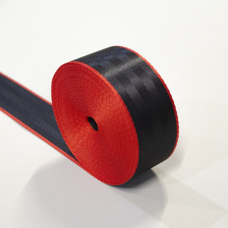 Banda centura de siguranta TUNING, culoare Negru-Rosu, latime 46 mm, pret/m liniar-0