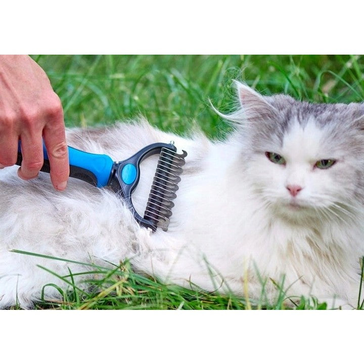 Pieptene pentru Părul de Animale, Flippy, Dispozitiv de Îngrijire cu Două Fețe, Îndepărtarea părului, Albastru-3