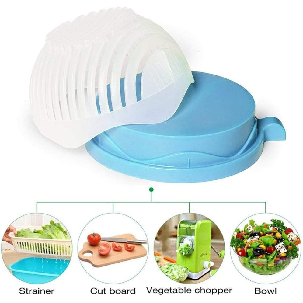 Bol Feliator pentru Salata, Flippy, Castron Multifunctional pentru Legume si Fructe, pentru Spalat si Taiat Legumele, cu Scurgere si Tocator, Ergonomic, Protectie pentru Maini, 21x18.5x11.5 cm, Albastru-5