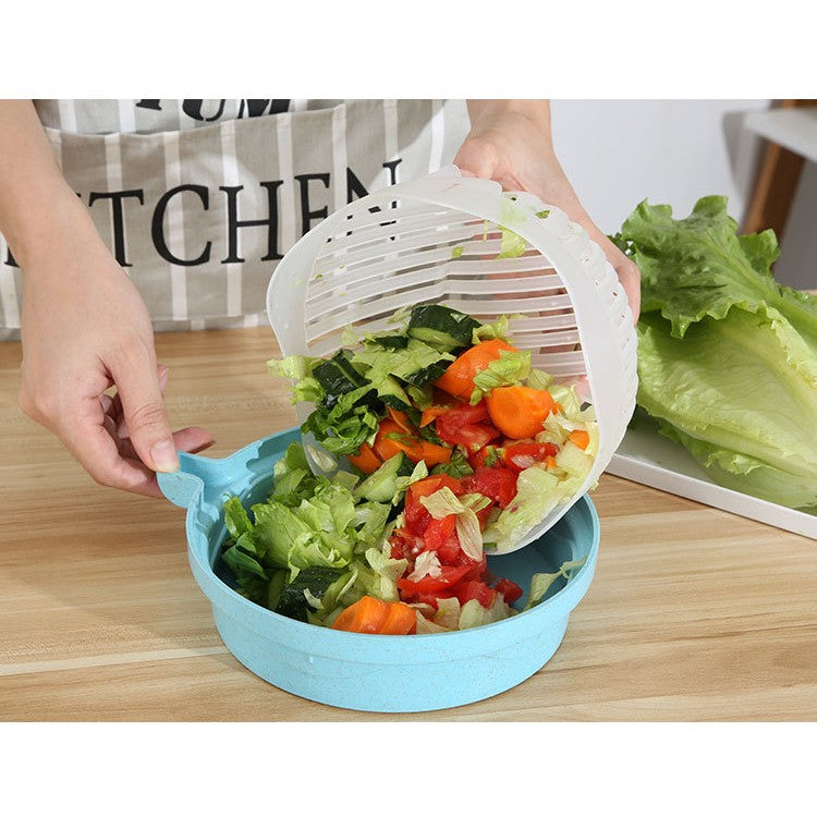 Bol Feliator pentru Salata, Flippy, Castron Multifunctional pentru Legume si Fructe, pentru Spalat si Taiat Legumele, cu Scurgere si Tocator, Ergonomic, Protectie pentru Maini, 21x18.5x11.5 cm, Albastru-6