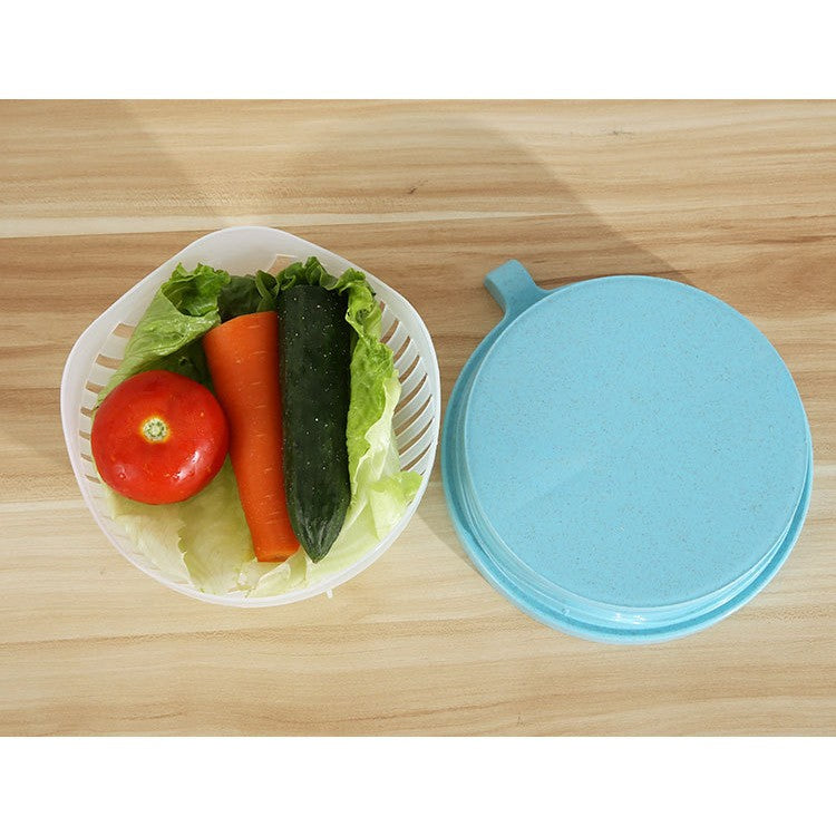 Bol Feliator pentru Salata, Flippy, Castron Multifunctional pentru Legume si Fructe, pentru Spalat si Taiat Legumele, cu Scurgere si Tocator, Ergonomic, Protectie pentru Maini, 21x18.5x11.5 cm, Albastru-7