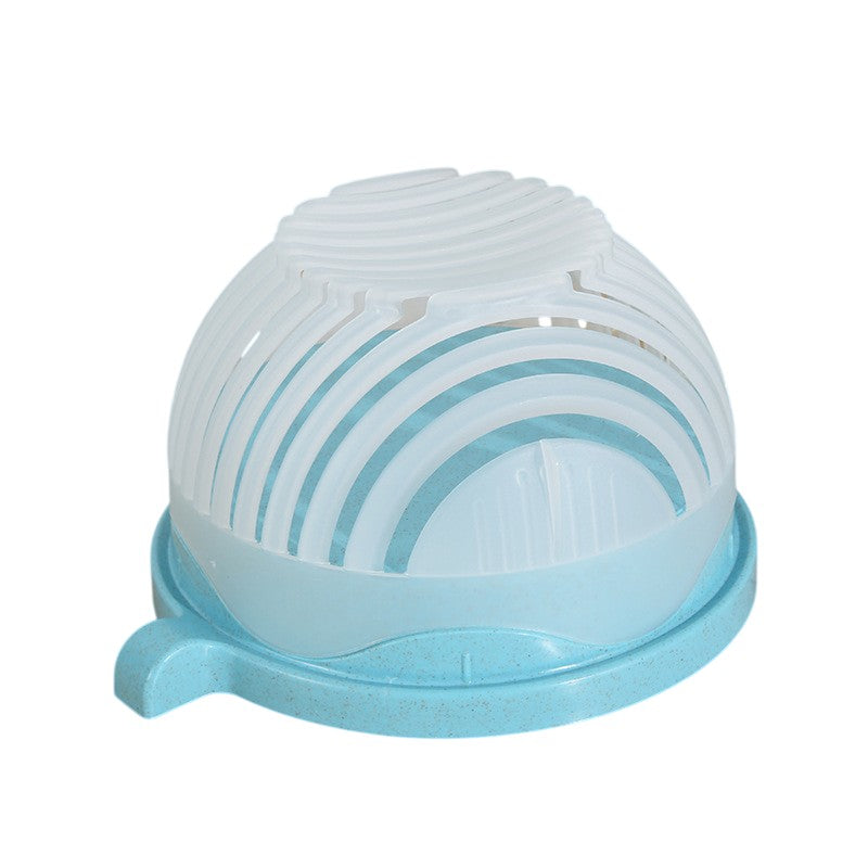 Bol Feliator pentru Salata, Flippy, Castron Multifunctional pentru Legume si Fructe, pentru Spalat si Taiat Legumele, cu Scurgere si Tocator, Ergonomic, Protectie pentru Maini, 21x18.5x11.5 cm, Albastru-0